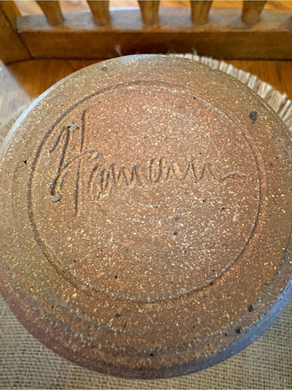 Vintage Tom Homann Signed Studio Art Pottery Vase Abstract Slip Trailing Design - Picture 11 of 14